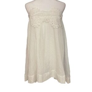 Lila Eugenie White Strapless lace Crochet Gauze Woven Boho Mini Dress Size Small